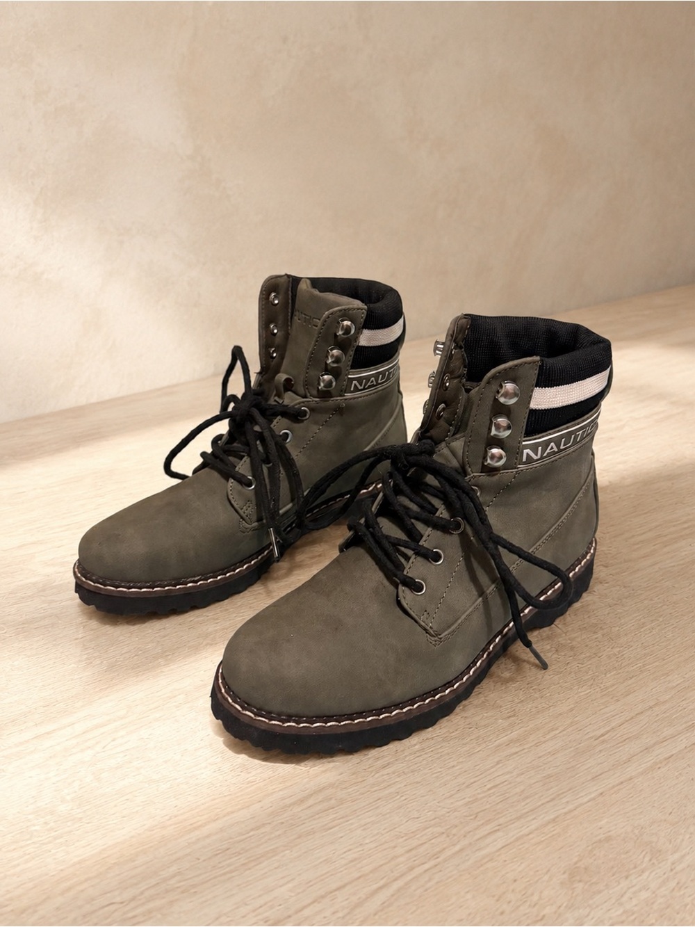 Nautica Olive Green Women’s Lace-Up Ankle Boots